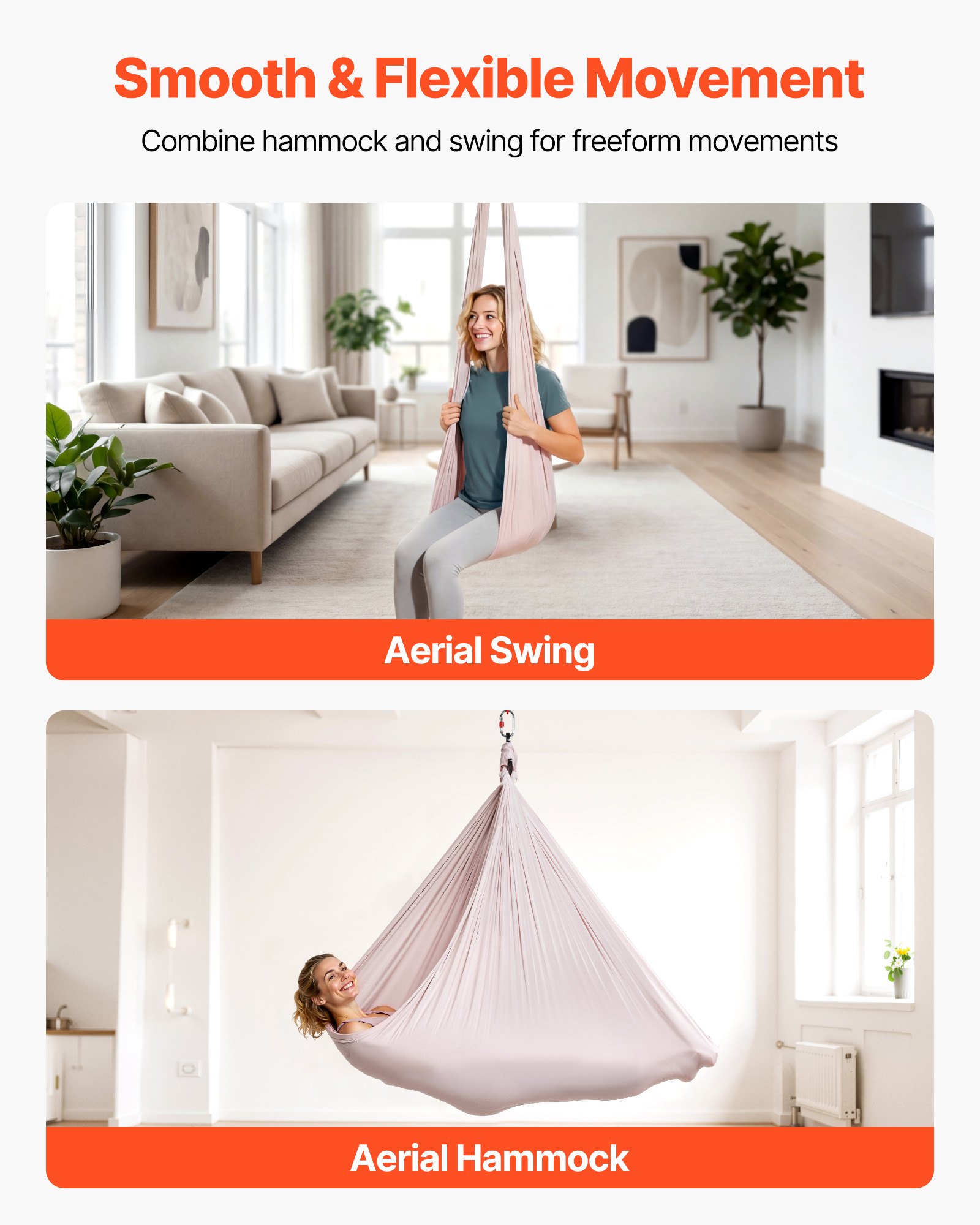 VEVOR Aerial Yoga Hangmat, max. draagvermogen 136,07 kg, yogaschommel met nylon stof, daisy rope en PE-tas met ritssluiting, multifunctionele gymnastiekschommel voor anti-zwaartekrachtoefeningen, roze