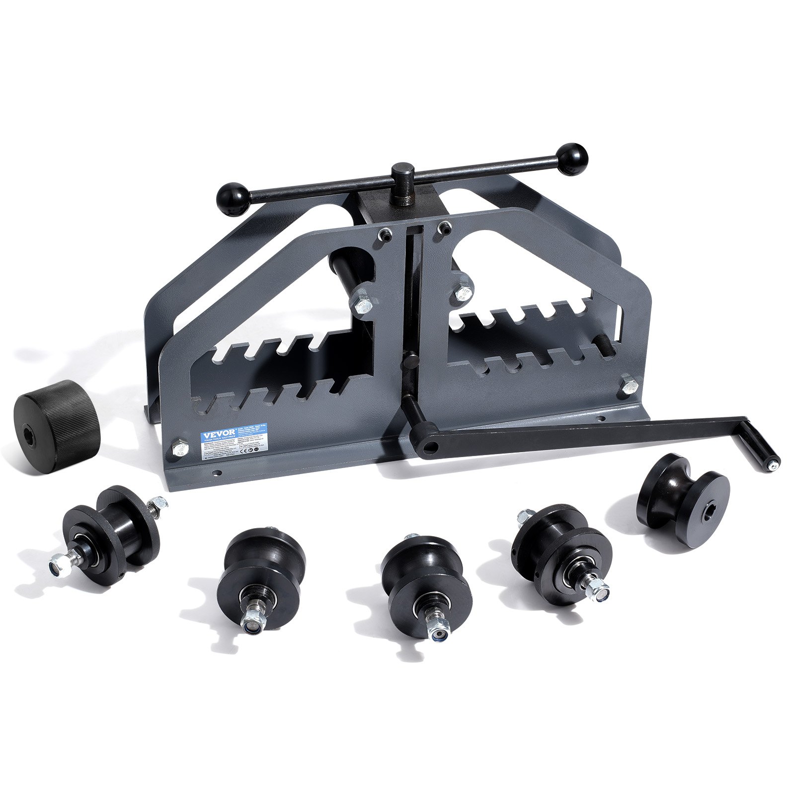 VEVOR Tube Roller Bender, Max 1-1/2" Manual Tube Pipe Roller Bender with 6 Dies, 360° Copper Aluminum Pipe Bending Tool for Square, Round Tube & Flat Bar, Ideal for HVAC Air Conditioning Auto Repair