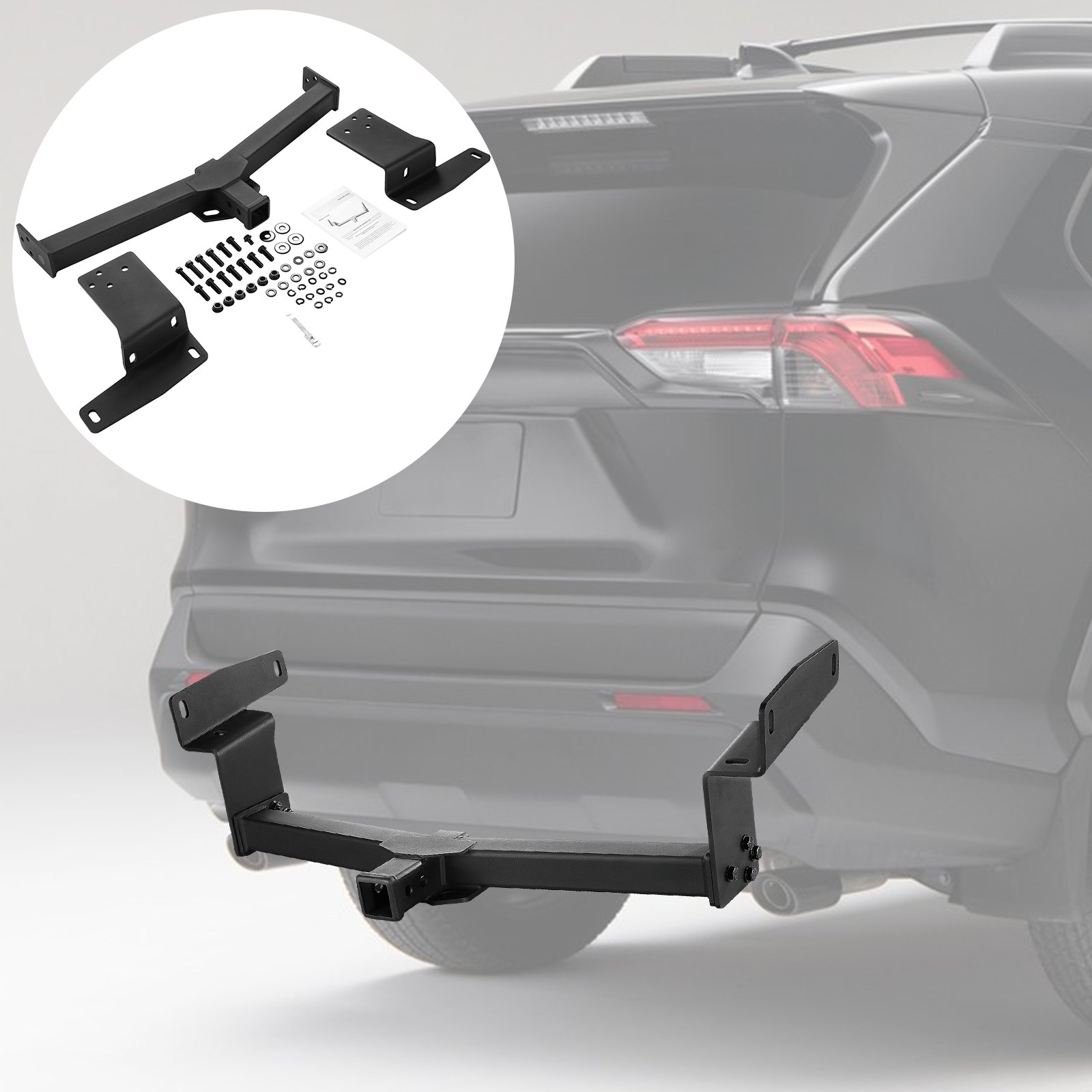 VEVOR Klasse 3 trekhaak, 2" ontvanger, Q455B stalen buisframe, 6000 lbs, multi-fit trekhaak voor kogelmontage, bagagerek, fietsenrek, trekhaak, zwart