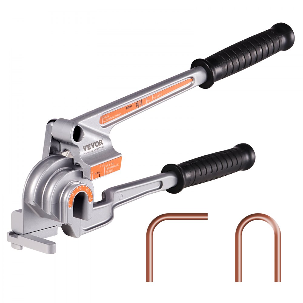 VEVOR Pipe Tube Bender, 1/4", 3/8", 1/2" OD, 3 in 1 Manual Level Tube Bender, 180° Copper Aluminum Pipes Bending Tools for HVAC Air Conditioning Refrigerator Repair