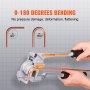 VEVOR pipe tube bender bends copper pipes from 0 to 180 degrees without damage or deformation.