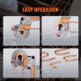 VEVOR pipe tube bender: step-by-step instructions for easy pipe bending, showcasing tool usage and results.