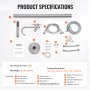 VEVOR freestanding bathtub faucet components, model 2532, including hoses, manual, and installation tools.