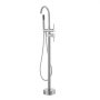 VEVOR freestanding bathtub faucet with hand shower, sleek stainless steel finish.