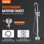 VEVOR vrijstaande badkraan met handdouche, klassieke badkraanset 98 cm hoog, zilveren badkraan 1,61 GPM doorstroom, badkraan douchesysteem douchekraan