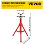 VEVOR V-kop pijpstandaard, capaciteit 1/8"-12", verstelbare hoogte 28"-52", pijpstandaard met een laadvermogen van 2500 lb, draagbare opvouwbare pijpstandaards, behuizing van koolstofstaal, duurzaam