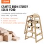 VEVOR Houten Kinderstoel voor Baby's en Peuters, Dubbele Eetstoel van Massief Hout, 505 x 495 x 745 mm Draagbare Kinderstoel Babystoel, Babystoel Eetstoel voor Keuken, Woonkamer, Kinderkamer