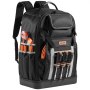 VEVOR Tool Backpack, 56 Pockets, Heavy-duty Tools Storage Organizer Bags with Molded Base, Electrician Jobsite Backpack for Construction Jobsite, Electrician, Industrial, Repairman, and HVAC Techs