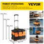 VEVOR Rolling Tool Bag, 18in Tool Bag with Wheels, 17 Pockets Roller Tool Bag, 110lb Load Capacity Rolling Tool Bag with Wheels, Roller Tool Box with Two 2.56in Wheels, Rolling Tote with Telescoping H