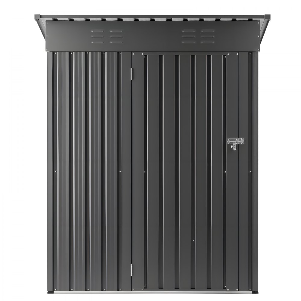VEVOR 5 x 3 FT Metal Garden Shed, Storage Building with Lockable Door & 2 Louver Vents, Sloped Roof Metal Outdoor Storage Shed, Tool Sheds Outdoor Storage for Backyard, Garden, Patio, Bike, Gray