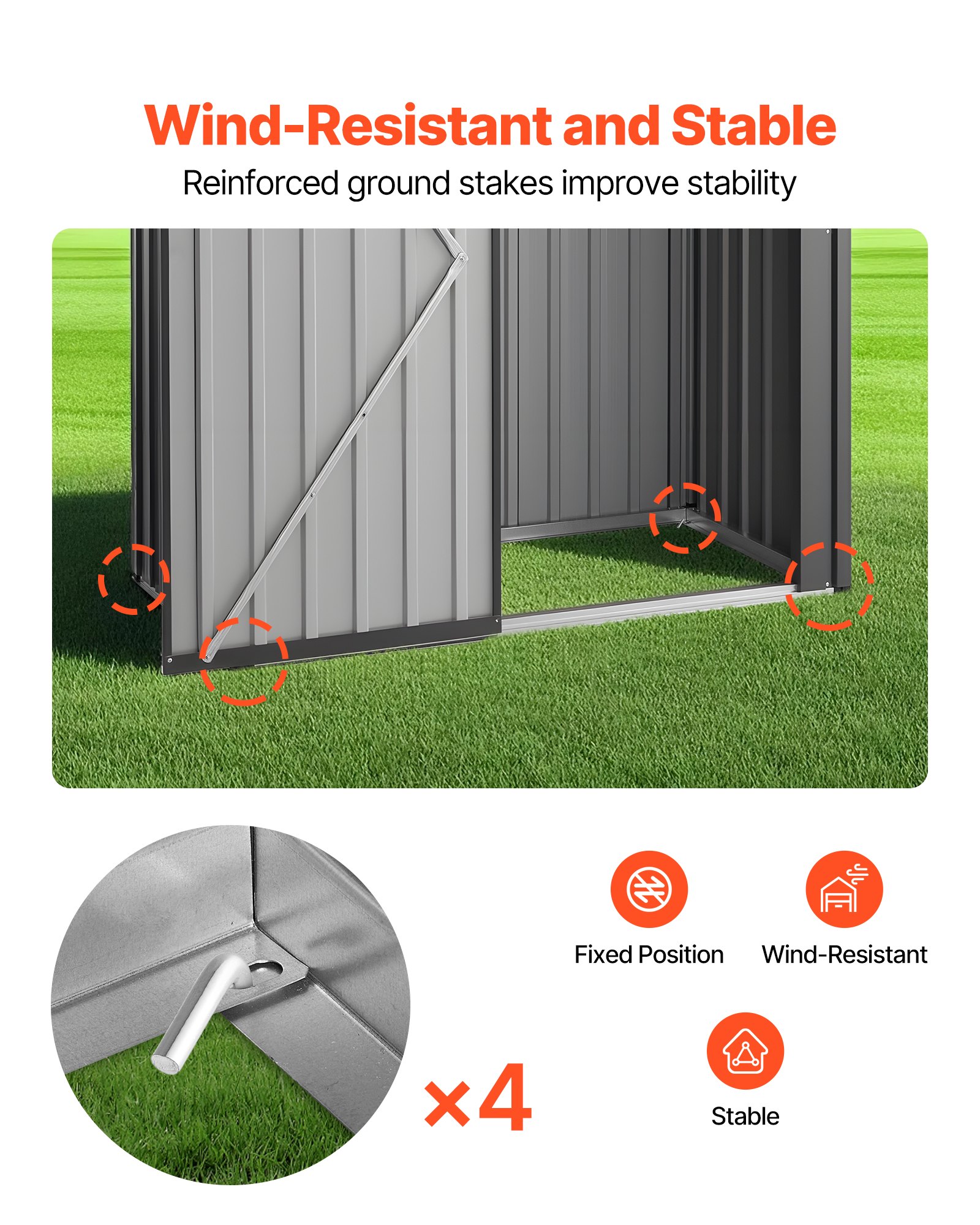 VEVOR 5 x 3 FT Metal Garden Shed, Storage Building with Lockable Door & 2 Louver Vents, Sloped Roof Metal Outdoor Storage Shed, Tool Sheds Outdoor Storage for Backyard, Garden, Patio, Bike, Gray