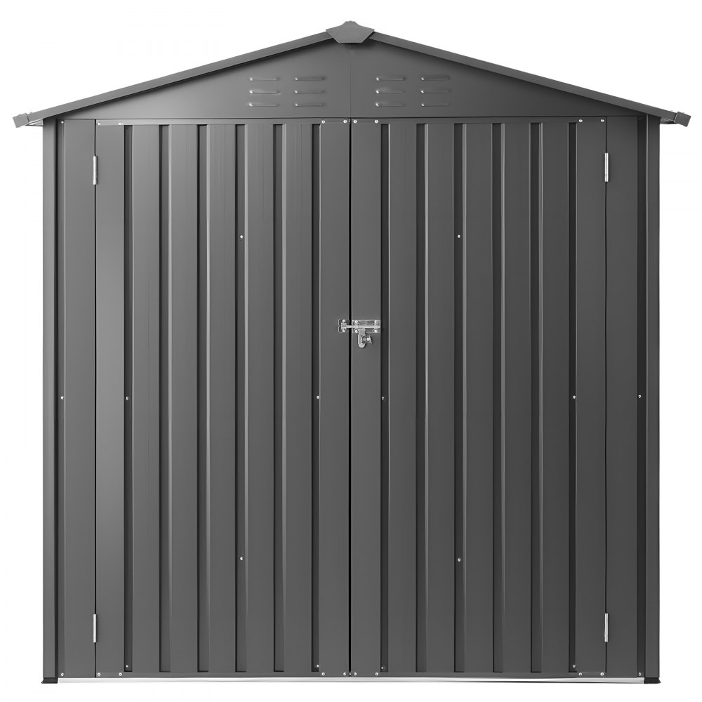 VEVOR 6 x 4 FT Metal Garden Shed, Outdoor Storage Shed with Lockable Doors & 4 Louver Vents, Peak Roof Metal Sheds Outdoors Storage, Storaged Sheds Clearance for Backyard, Garden, Patio, Bike, Gray