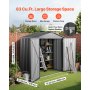 VEVOR 6 x 4 FT Metal Garden Shed, Outdoor Storage Shed with Lockable Doors & 4 Louver Vents, Peak Roof Metal Sheds Outdoors Storage, Storaged Sheds Clearance for Backyard, Garden, Patio, Bike, Gray