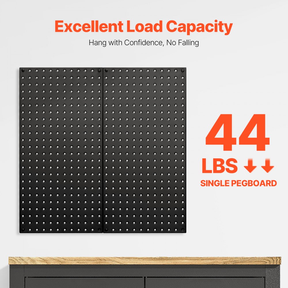 VEVOR Gereedschapswand, 81x40cm, Pegboard met 2 panelen, Robuuste stalen Pegboard wandorganizer, voor woonkamer, garage, gereedschapsopslag, werkbank, kantoororganisatie, hobbykamer, keuken, thuis, zwart