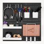 VEVOR Tool Wall, 28 x 28 cm, set van 4, kunststof wandorganizerset met accessoires, voor garage, gereedschapsopslag, keuken, woonkamer, hobbykamer, kantoor, badkamer, huis, zwart