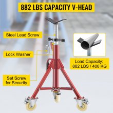 VEVOR Onderstelbok V-kop Kriksteun 54 cm Assteun Gemaakt van Staal met 71-131 cm Verstelbare Structuur, 400 kg Gewichtscapaciteit, Opklapbare Poten, Zwenkwielen voor Mobiliteit en Verbrede Voetzolen