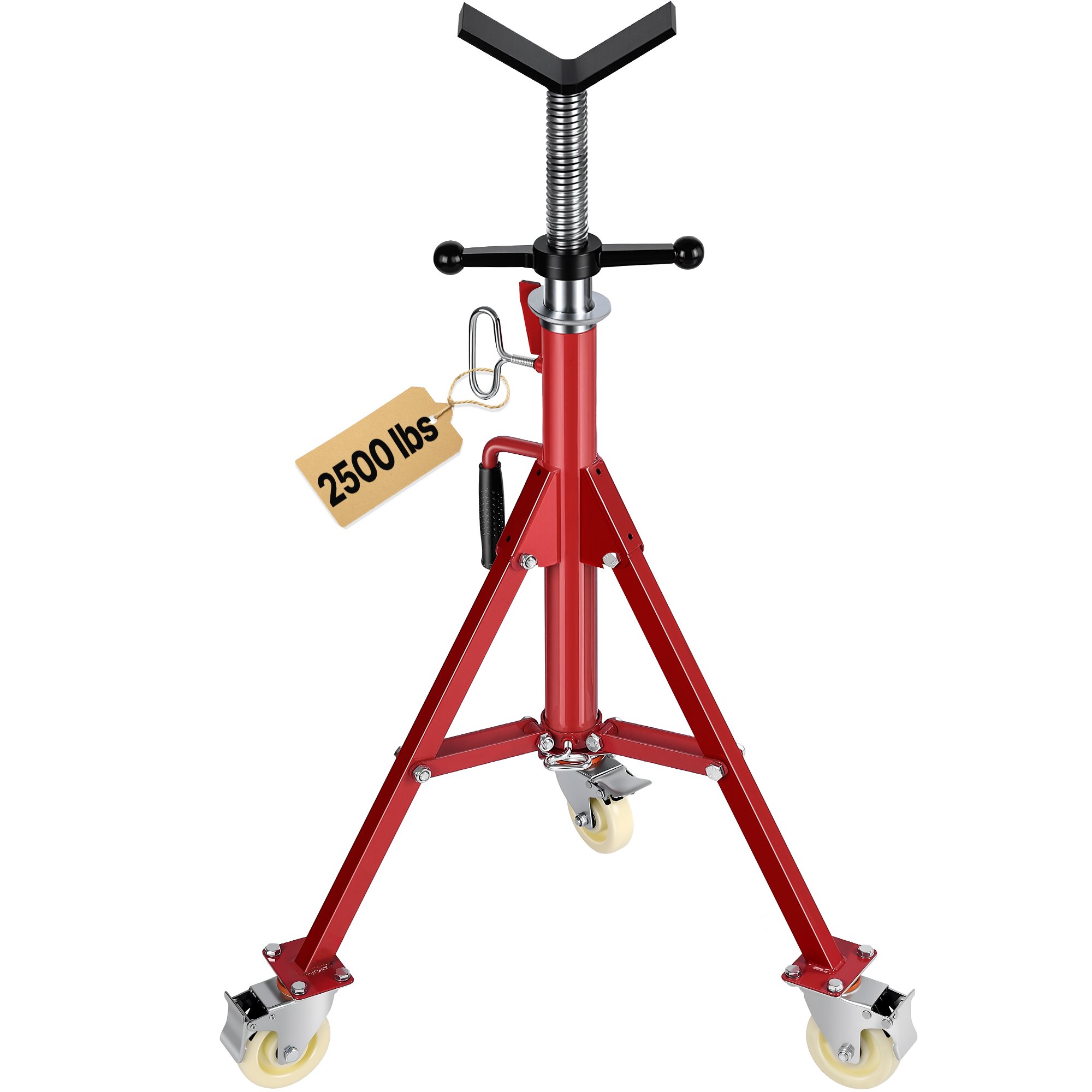 VEVOR Pipe Stand, Pipe Jack Stand, V Head Pipe Stand Adjustable Height 20-37 Inch, Pipe Jack Stands with Casters 882 LB, Folding Portable Pipe Stands 1/8 to 12 Inch Pipe Supporting, Steel Jack Stand