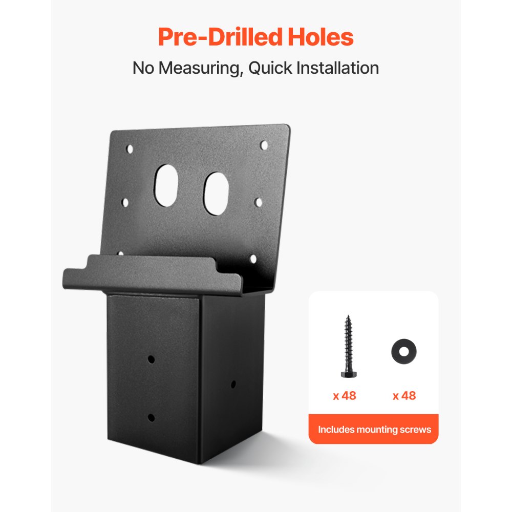 VEVOR Deer Blind Brackets, Outdoor 3.6x3.6 Platform Bracket, Fit 3.5x3.5 In / 88.9x88.9 mm Lumber, 2204lbs/1000kg Capacity Steel Elevator Brackets for Deer Stand, Hunting Blinds, Shooting Shack, 4 Pcs