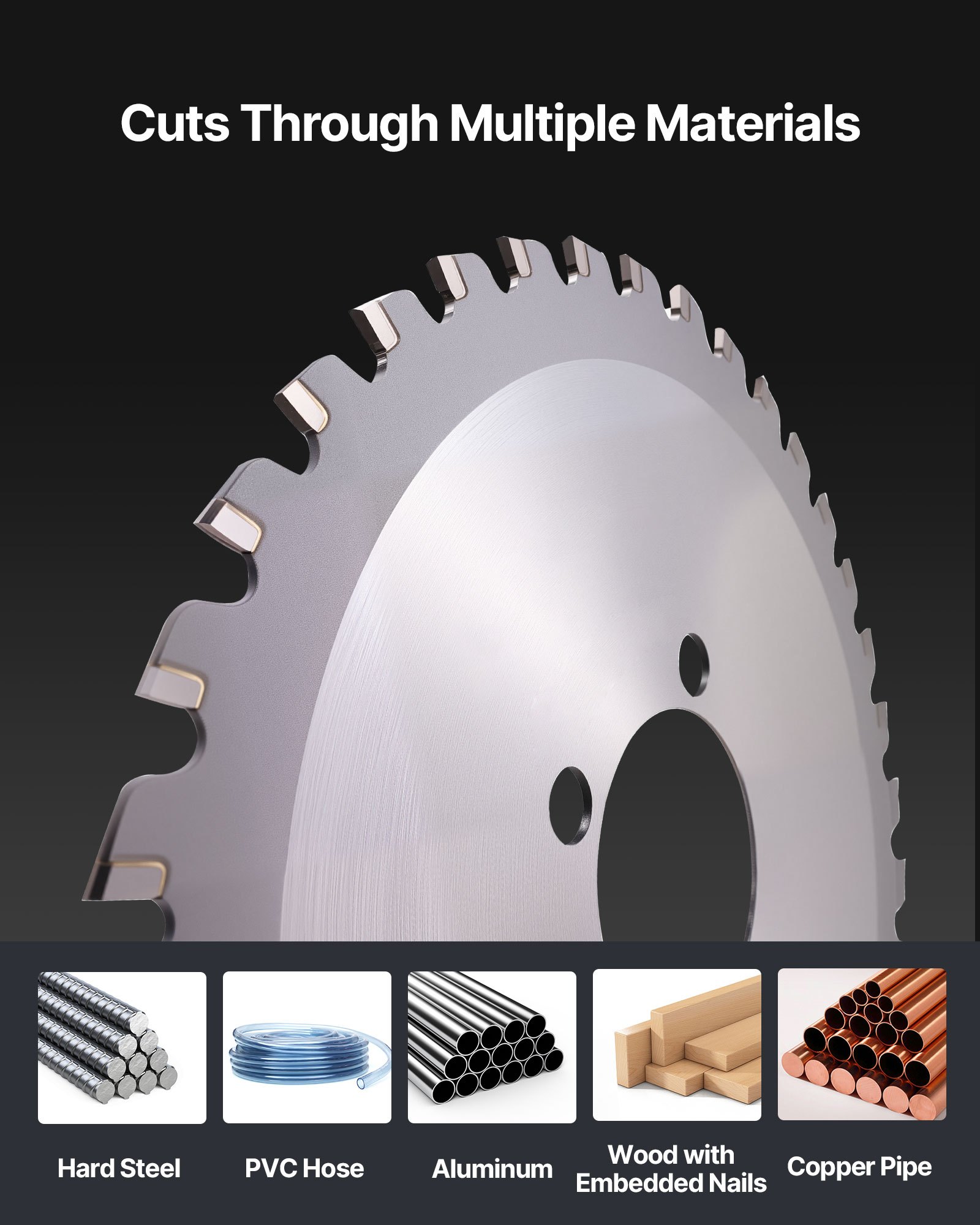 VEVOR Rebar Cutter Blades Replacement for Electric Rebar Cutting Saw, 36 Teeth High-Hardness Heat-Treated Steel Cermet Tipped Blade , Fast Even for Aluminum,Copper Pipe, Arbor 34 mm/ 1-11/32 in