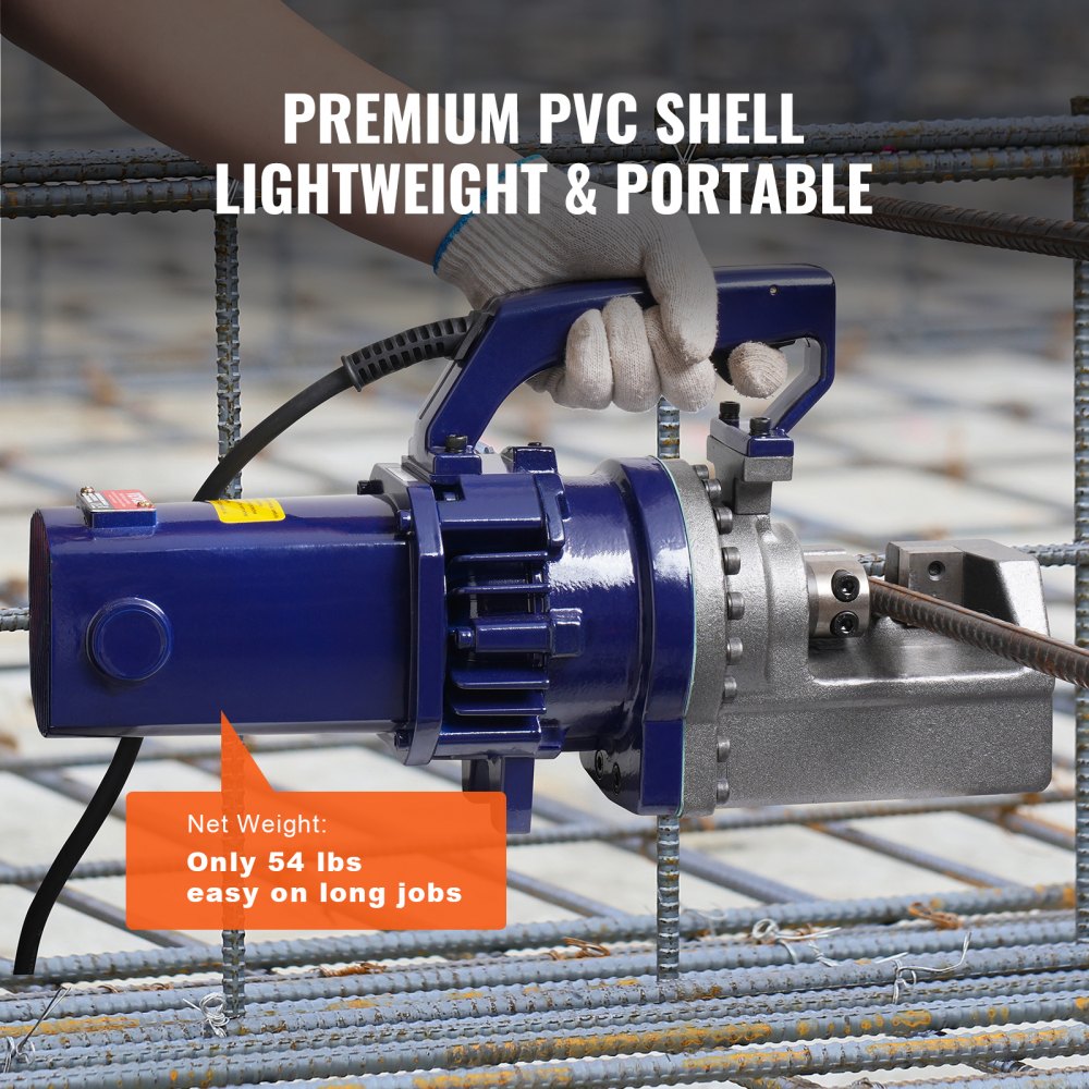 VEVOR Elektrische hydraulische boutenschaar, 1700W wapeningsstaalknipper, knipt tot 5-25 mm wapeningsstaal in 4 seconden, wapeningsstaalknipper met gereedschapskoffer en oliekan, zwart-blauw