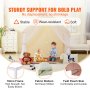 VEVOR kids play tent with stable 19mm frame, durable fabric bottom, and soft twill peach skin fabric.