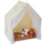 VEVOR Kinderspeeltent, Kindertent voor kinderen van 1-5 jaar, Peutertent met mat en tentlamp, Tent voor kinderen met ramen voor binnen- en buitengebruik, Yurt-tent beige 1 deur 2 ramen
