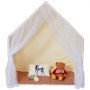 VEVOR Kinderspeeltent, Kindertent voor kinderen van 1-5 jaar, Peutertent met mat en tentlamp, Tent voor kinderen met ramen voor binnen- en buitengebruik, Yurt-tent beige 1 deur 2 ramen