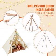 VEVOR Speeltent Tipi-tent voor kinderen, 1-5 jaar oud, peutertent, speelhuisje