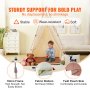 sturdy VEVOR kids play tent with 19mm frame, fabric bottom, and durable twill peach skin.