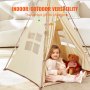 VEVOR kids play tent set up indoors with child and plush toys, featuring colorful decorations.