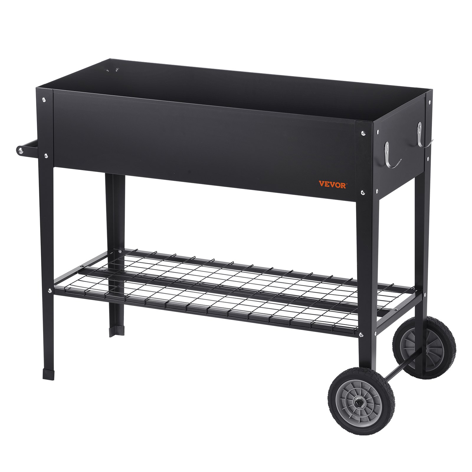 VEVOR verhoogd bed met wielen plantenbak bloembak tuin plantenbak terras groentebed tuinbed plantbed zwart 108x49.5x80cm gegalvaniseerd staal ideaal voor het kweken van groenten fruit kruiden