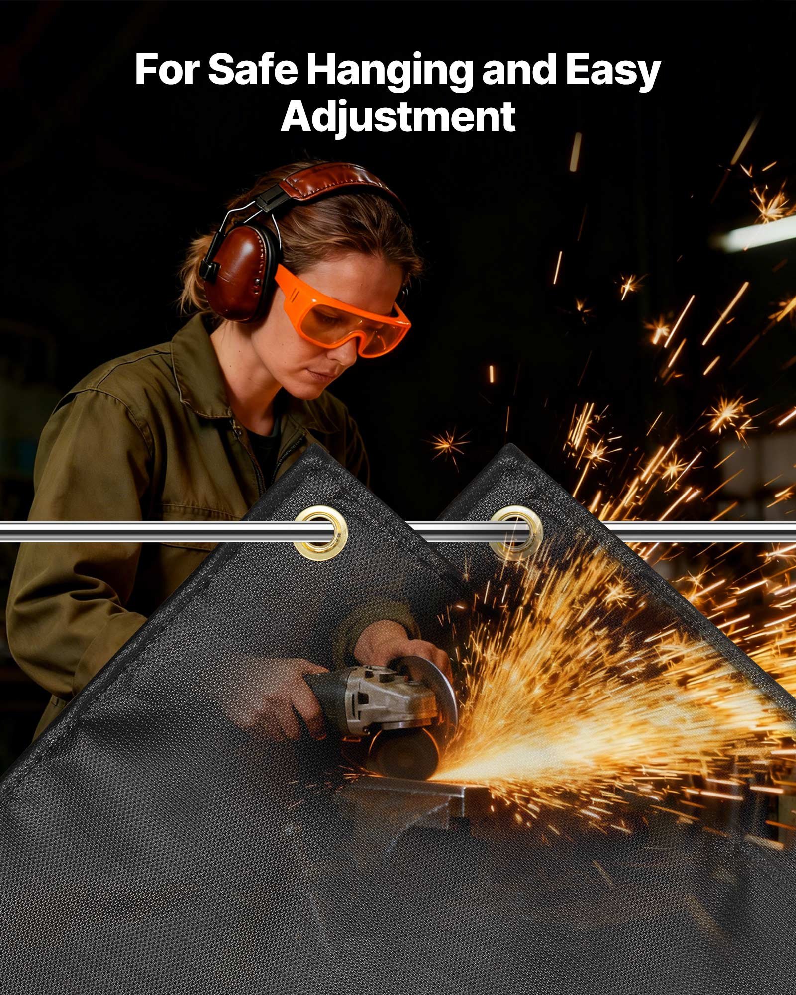 VEVOR lasdeken, 1219x1829 mm, siliconen gecoate glasvezel lasdeken, hittebestendig tot 982 °C, brandwerende deken, vlamvertragend, brandwerende isolatiemat met metalen ogen