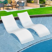 VEVOR ligstoel loungestoelen, 2 stuks Chaise longues, binnenzwembad en zonneplank loungestoelen 1780 x 580 x 560 mm, 200 kg draagvermogen zwembadligstoelen van PE wit, badligstoel zwembadligstoel