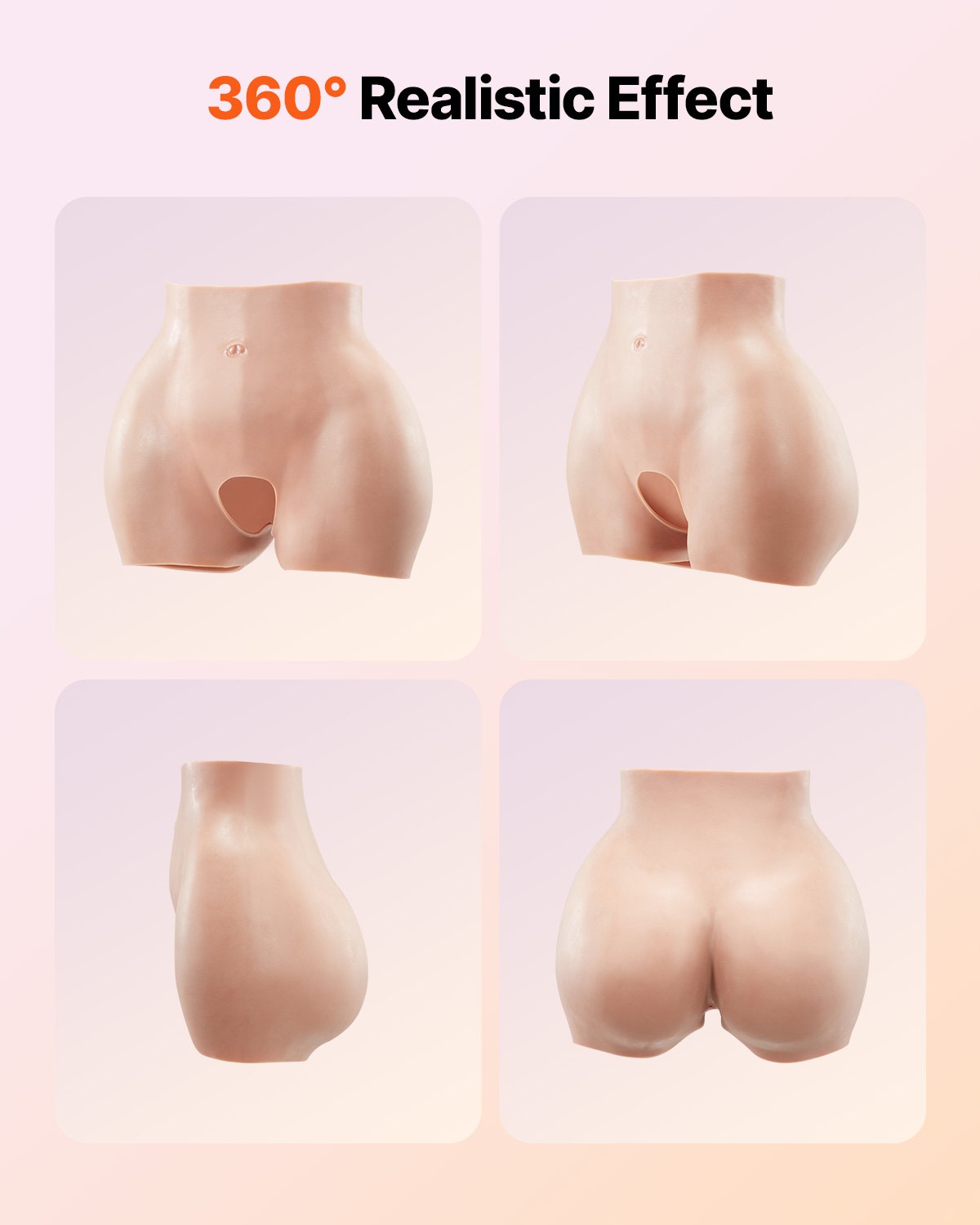 VEVOR Silicone Butts, 100% Silicone Hip Enhancer Shapewear Panty, Fake Buttock Enhancers Pants for Crossdresser, Transgender, Cosplay, Drag Queen (Brown)