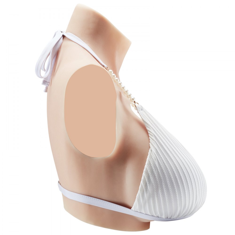 VEVOR siliconen borstprothesen met hoge hals, H-cup, realistische, huidvriendelijke siliconen vulling, hoge elasticiteit, voor crossdressers, transgenders, amateurs, cosplayers, dragqueens, ivoor