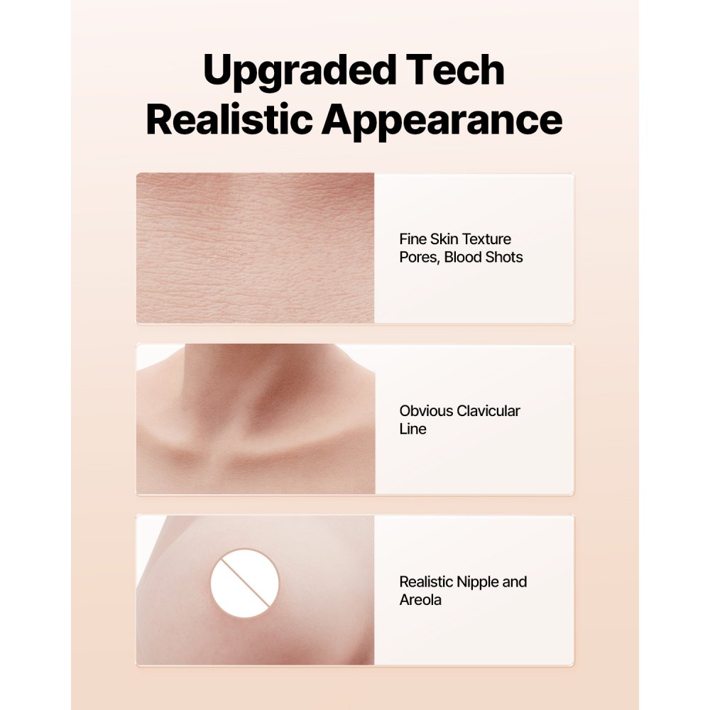 VEVOR High Neck Siliconen Borstprothesen D-Cup Realistische Huid Hoge Elasticiteit voor Crossdresser Transgender Amateur Cosplay Drag Queen Ivoor