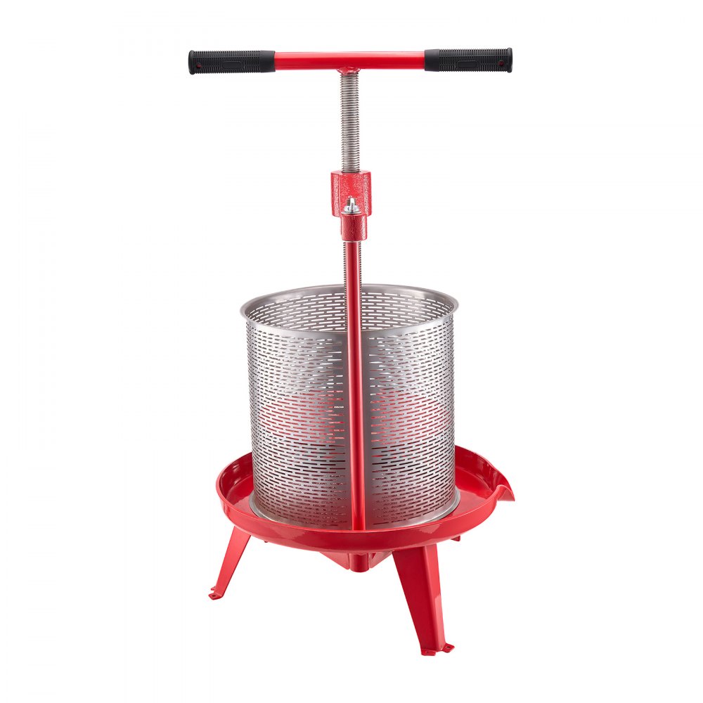 VEVOR 3.69 Gal/14L Fruit Wine Press, Stainless Steel Basket with Cross-beam and Triangular Structure, Manual Juice Maker, Cider Apple Grape Tincture Making Press with T-Handle for Kitchen Home