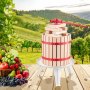 VEVOR Fruitwijnpers Fruitmolen (12 L) met massief houten mand met 8 blokken, robuuste handmatige sapcentrifuge, ciderpers, appelpers, druivenpers, olijfoliepers met handvat, sapcentrifuge voor de keuken