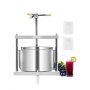 VEVOR 3.17 Gal/12L Fruit Wine Press, 2 Stainless Steel Barrels, Manual Juice Maker, Cider Apple Grape Tincture Honey Olive Oil Making Press with Triangular Handle for Outdoor Kitchen Home