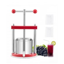 VEVOR Fruitwijnpers Handmatige pers Wijnmaken 1,65L RVS Fruitmolen
