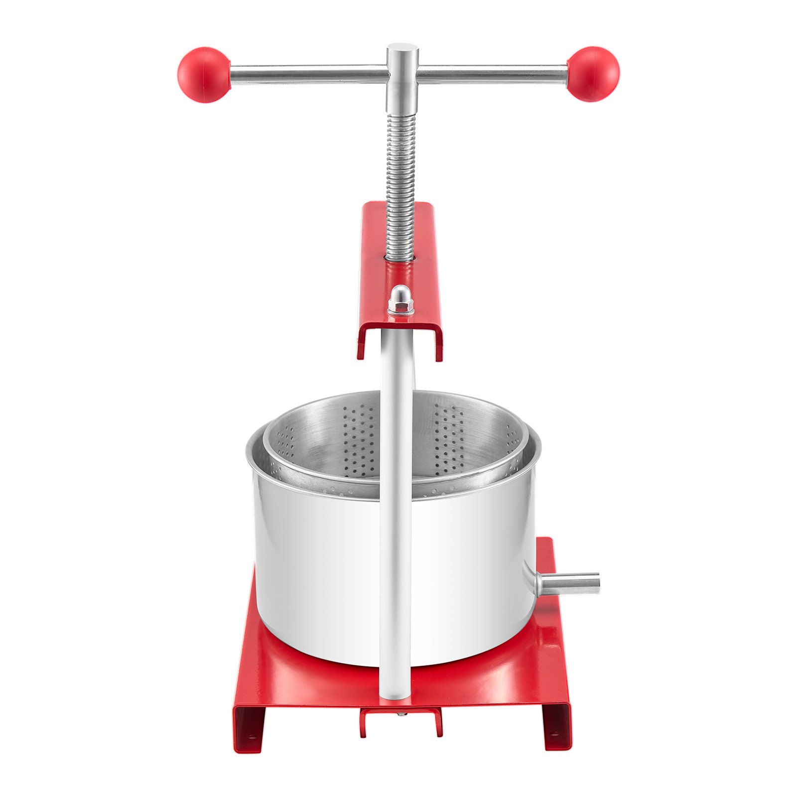 VEVOR Fruitwijnpers Appelpers (3 L) met 2 roestvrijstalen vaten, handmatige sapcentrifuge, ciderpers Appelpers Druivenpers Olijfoliepers Handpers Sapcentrifuge met T-greep voor keuken