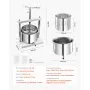 VEVOR Fruitwijnpers Fruitmolen (5 L) met 2 roestvrijstalen vaten, handmatige sapcentrifuge voor wijnbereiding, ciderpers, appelpers, druivenpers, olijfoliepers met driehoekige handgreep voor keuken