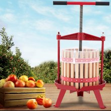 VEVOR Fruit Wine Press, 4.8Gal/18L, Cast Iron Manual Grape Presser for Wine Making, Cider Tincture Vegetables Honey Olive Oil Press with Beech Wood Hollow Basket T-Handle 0.1" Thick Plate 3 Feet
