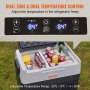 VEVOR Camping Fridge 45 L Cool Box, 12 / 24 V Rollable Electric Freezer 2 in 1 Double Zone, Car Fridge Compressor for Keeping Warm and Cooling 60 W Portable Handle Boat, Truck, Mobile Grey