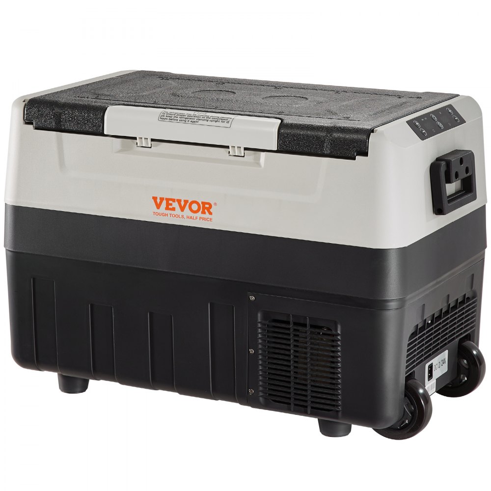 VEVOR Campingkoelkast 55 L Koelbox, 12/24 V Oprolbare elektrische vriesbox 2-in-1 met twee zones, Autokoelkastcompressor voor warm en koel houden 60 W Draagbare handgreep Boot, vrachtwagen, mobiel Grijs