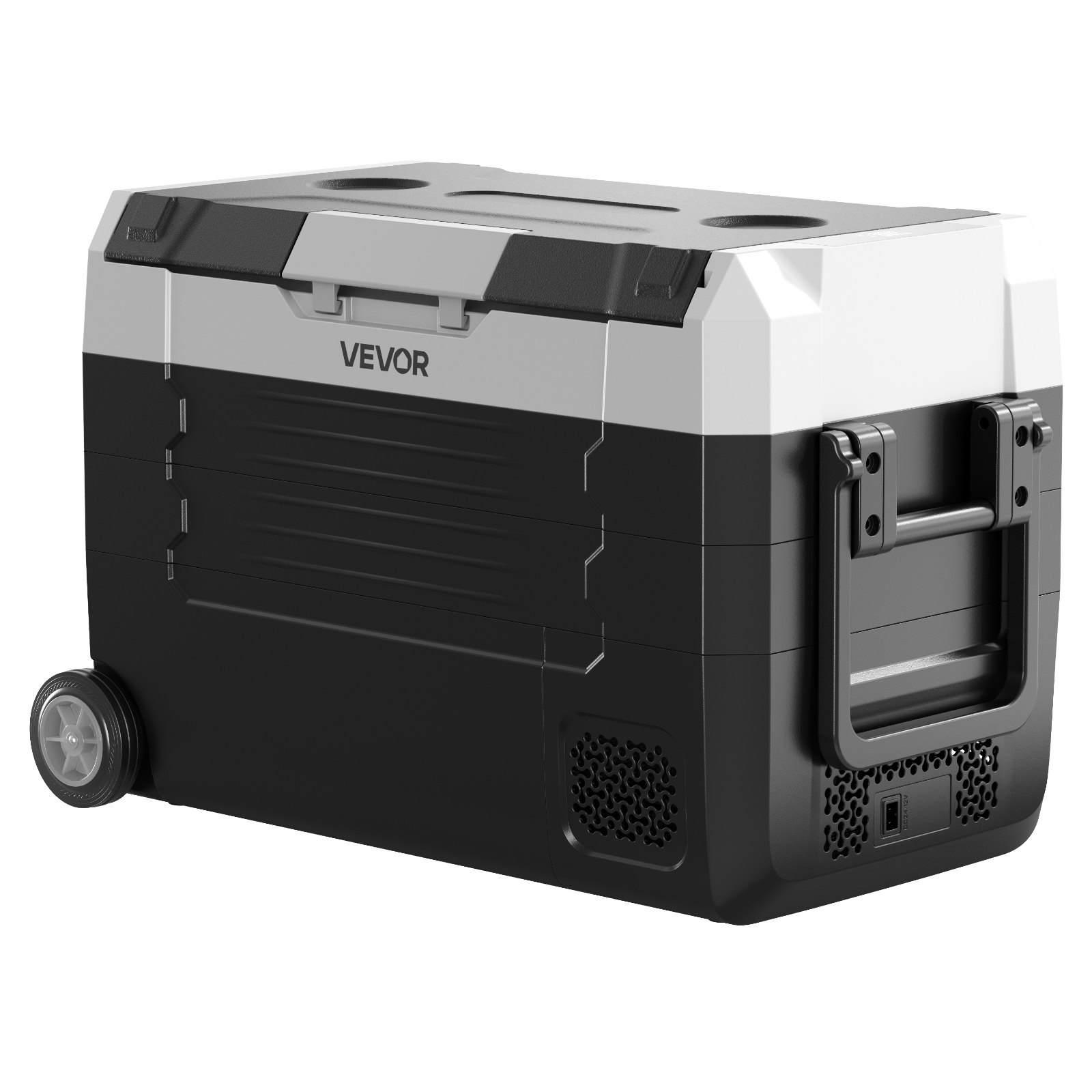 VEVOR Car Refrigerator, DC 12/24V AC100-240V Compressor Electric Cooler, -4°F to 68°F Truck Refrigerator with APP Control, Wheels & Dual Zone, 37 QT Cars Cooler for RVs, Boats, Camping, Fishing