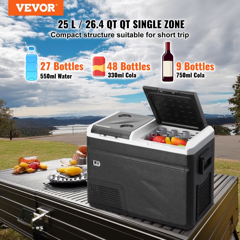 VEVOR Portable Car Refrigerator, with Ice Making Function, 12 Volt Car Refrigerator Fridge, 36 L Single Zone Portable Freezer, -4℉-68℉ Adjustable Temperature, Compressor Cooler for Camping, Car, RV