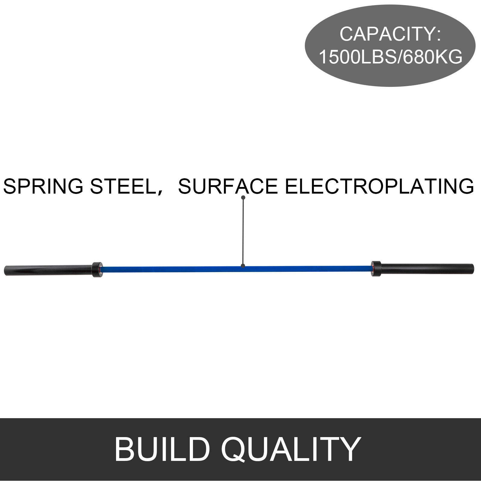 Halterstang voor Olympia Professional halterschijven, verchroomd en geslepen