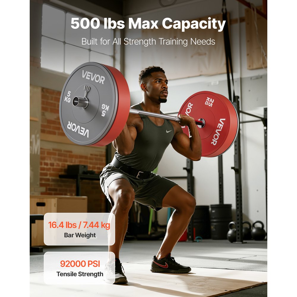 VEVOR halterstang verchroomde trekstang 120 cm met geribbelde handgreep voor krachttraining gewichtheffen squats deadlifts bankdrukken, halterstang voor 5 cm halterschijven met een draagvermogen van 227 kg