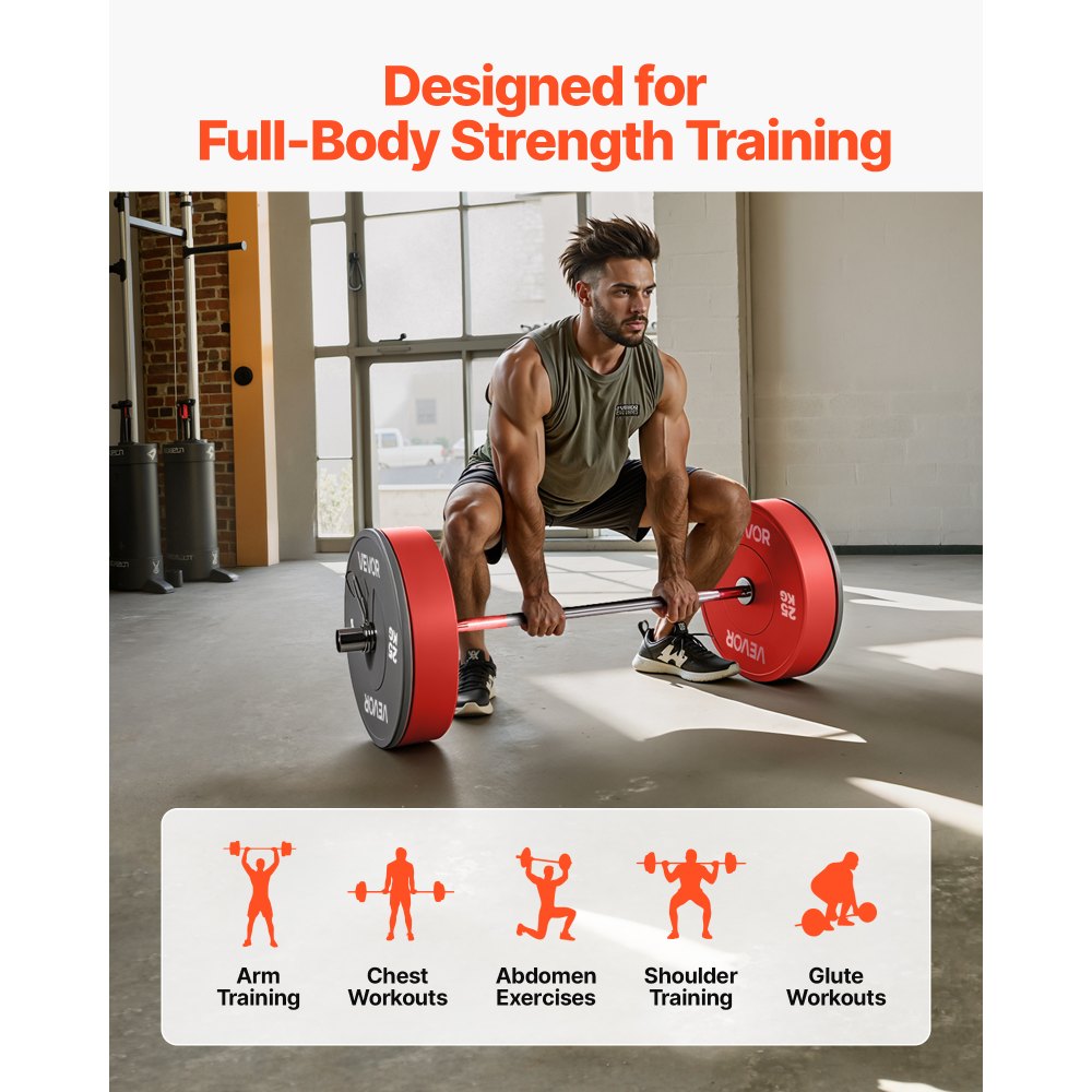 VEVOR halterstang verchroomde trekstang 120 cm met geribbelde handgreep voor krachttraining gewichtheffen squats deadlifts bankdrukken, halterstang voor 5 cm halterschijven met een draagvermogen van 227 kg